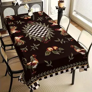 Rustic Rooster Pattern Tablecloth Set, Fabric, Ideal for Dining Tables, Tea Stands, TV Cabinets, Picnics, Home & Party Use