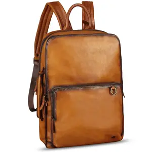 Leather Backpack for Men Vintage Real Leather Knapsack purse Rucksack Fashion Daypack High Capacity