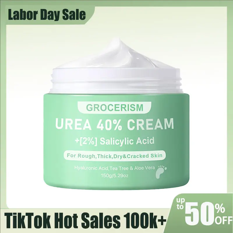 Grocerism Urea Cream 40 Percent For Feet + 2% Salicylic Acid Foot & Hand Cream – Fuerza máxima con Hyaluronic Acid, Aloe Vera y Tea Tree. Deep moistur