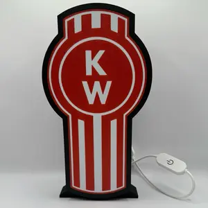 Kenworth Truck Logo 10" Light Up LED Sign with Red and White Design, Ideal for Advertising and Branding decorative novelty Lighting Lighted Signage Decoration