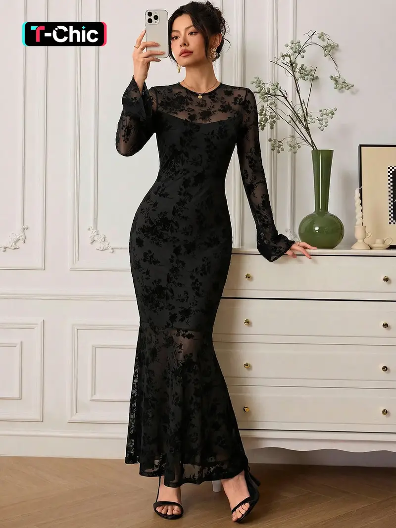 velvet long sleeve dress - TikTok Shop
