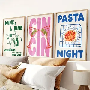 3pcs Trendy Food Canvas Print Wall Art Art Retro Wine Poster for Living Room Kitchen Decoration Thanksgiving Day Gifts, 2D Flat, Perfect for Room Decor,  Wall Decoration, Artistic Wall Decor, Stylish Prints, Highquality Print, Decorative Posters