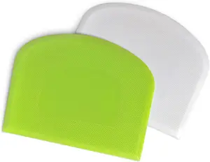 Bowl Spatula & Bench Scraper,Flexible Plastic Multipurpose Kitcppers for Bread Dough Baking Cake Fondant Icing,Set of 2 Pieces - White,Green