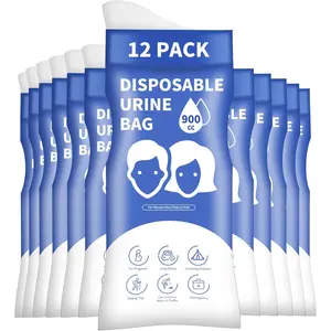 Disposable Urine Bags, 6/8/12/24 PCS Pee Bags for Travel for Women & Men, 900ML Portable Emergency Urinal Bag Great for Camping, Hiking, Road Trip, Traffic Jams, Pregnant, Kids and Patients