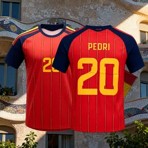 2026 Spain Home Red No.19 Yamal No.20 Pedri Short Sleeves Soccer Jerseys