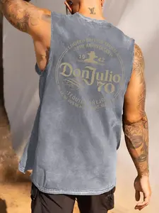Men's Vintage Washed Work Vest, Wide Shoulder Sleeveless Design, Pure Cotton Fabric, Street Style Summer Layering Essential