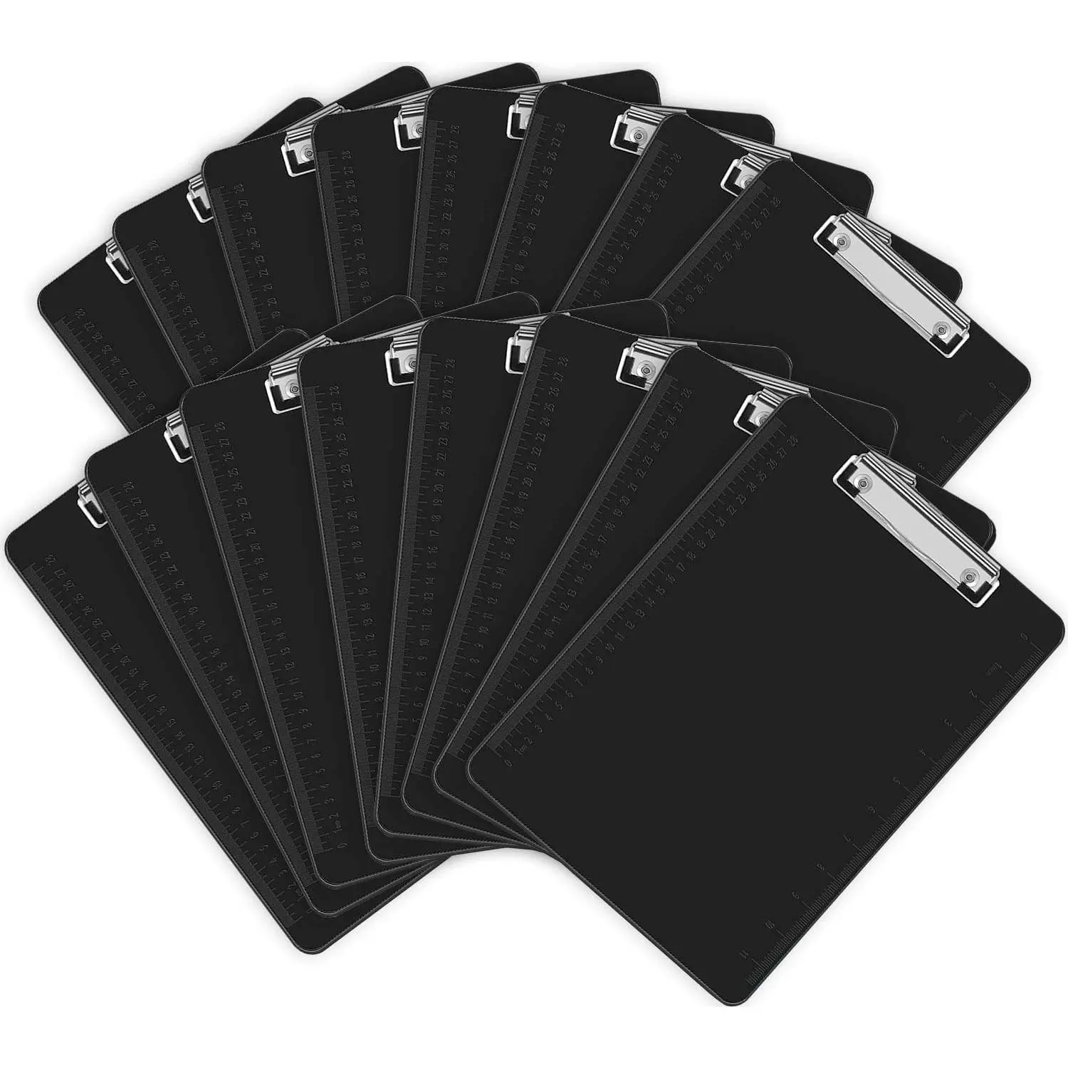 15 Pack Plastic Clipboards - Black, Low Profile A4 Letter Size, 12.5 x 9 Inch