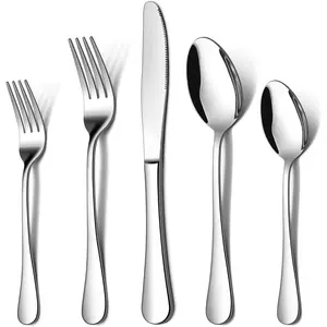 20 count Silverware Flatware Cutlery Set, Stainless Steel Utensils Service for 4, Include  Fork Spoon, Mirror Polished, Dishwasher Safe