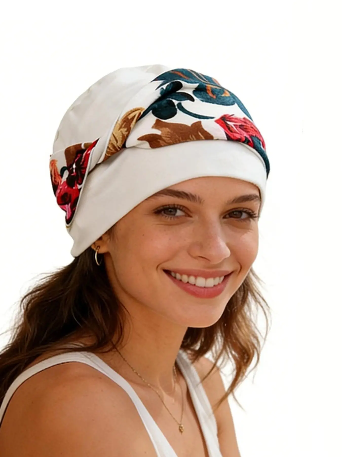 Women's Fashion Streetwear Headscarf Hat Floral Print Hairband Twist Knit Cap, New Arrival 2026 Ladies' Wraparound Scarf, Boho Style Scarf, Fashion Hair Scarves