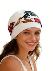 Women's Fashion Streetwear Headscarf Hat Floral Print Hairband Twist Knit Cap, New Arrival 2026 Ladies' Wraparound Scarf, Boho Style Scarf, Fashion Hair Scarves