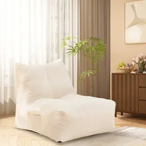 Bean Bag Chair Cozy Lazy Sofa Inflatable Floor Beanbags Filled with High-Density Foam Memory Foam Bean Bag for Living Spaces Bedrooms and Workspaces Suede Material Ergonomic Backrest Comfortable Relaxation