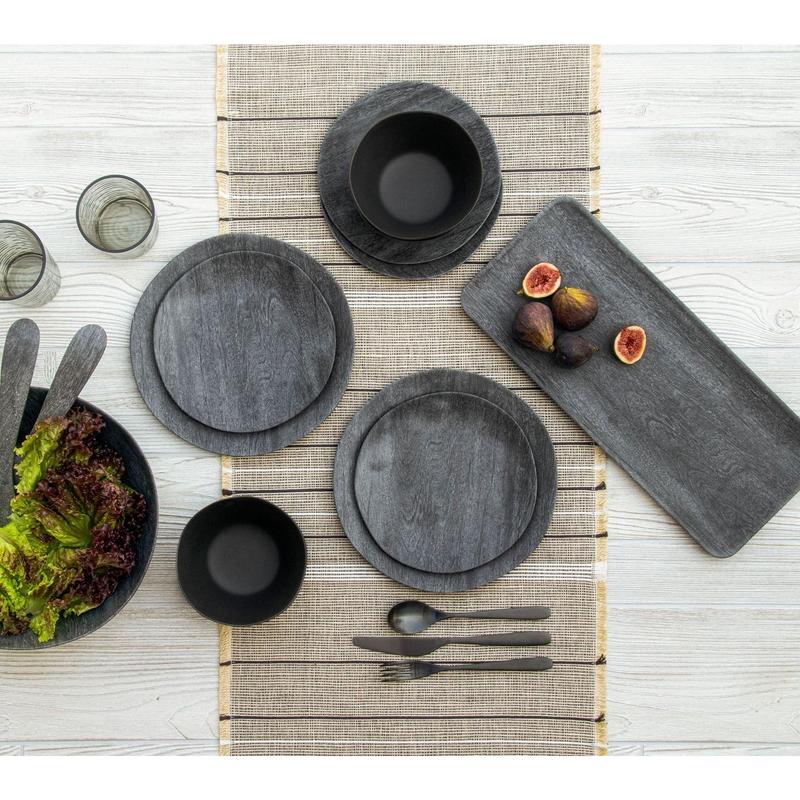 TarHong Faux Blackened 42oz. Wood Low Bowl