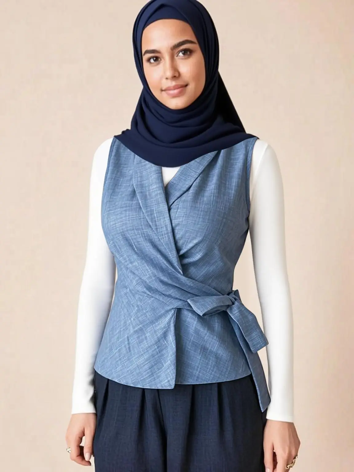 Women's Solid Color Tie Side V Neck Blouse, Casual Sleeveless Top for Daily Wear, Ladies Clothes for Summer, Shirts