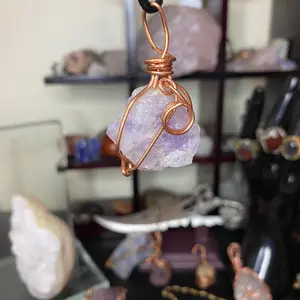 Copper Wrapped Raw Amethyst Crystal