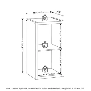 CUBICLE Bookcase, 2-Cube Thick Frame Bookshelf, Reversible Open Back Bookcase, 14.6 x 15.9 x 30, for Living Room Bedroom Home Office, Amber Pine