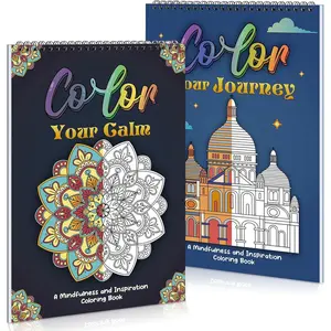 8.3×11.7in Adult Mandala Coloring Book for Relaxation, 2 Pack Adult Spiral Bound Coloring Books for Women with Inspirational Quotes, Mindfulness Stress Relief Patterns for Adults, Teens, Ideal Gift