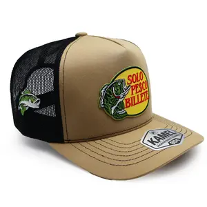 Solo Pesco Embroidered Khaki/Black Mesh 804 Style Adjustable One Size Fits All Breathable Comfortable Fit hat