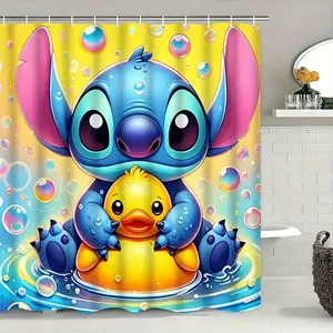DISNEY CLASSIC Cute Stitch Shower Curtain, Exquisite Bathroom Decor and Accessories, Suitable for All Home Decor Styles, Perfect for Thanksgiving, waterproof