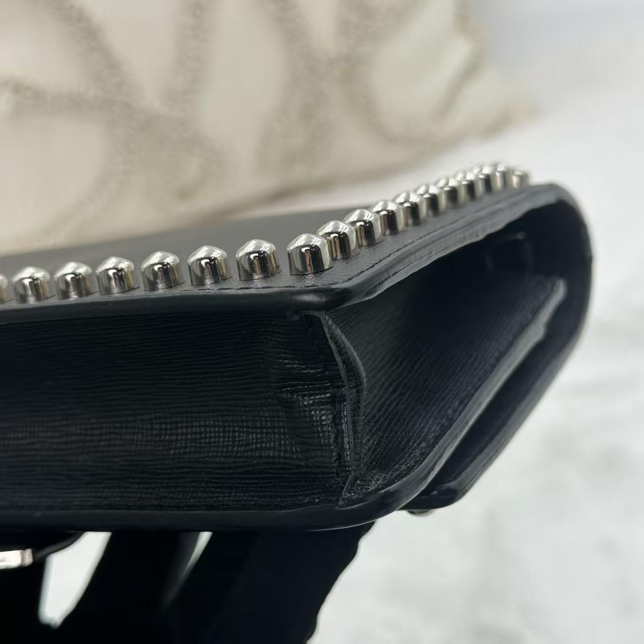 Pre-owned FENDI Karl Lagerfeld Chain Bag | Black Leather Fur Karlito|18883029