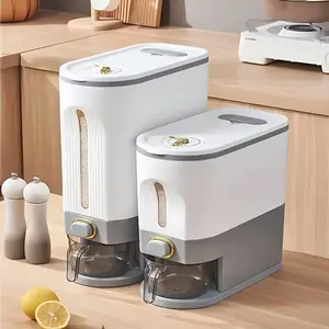 11lb (5kg) Large Capacity Rice Storage Container, Sealed Moisture-Proof Design, Includes Measuring Cup, Cleaning Brush, Transparent Dispenser