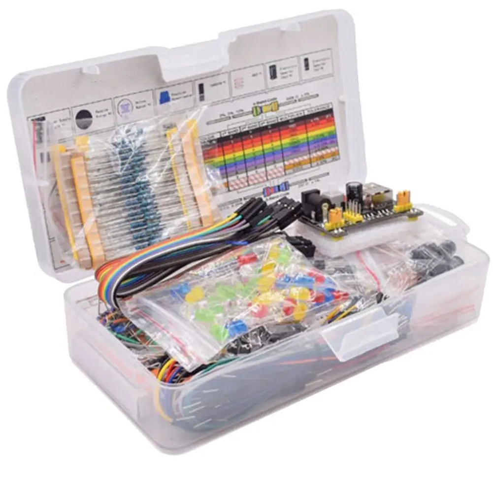 830 Tie-Points Durable and Practical Breadboard Starter Set for Arduino UNO R3, Low Voltage (<9V) DIY Electronics Component Kit with Plastic Box, Household Appliance Part for Skill Building, Remote Car Mods, Improve Practical Ability