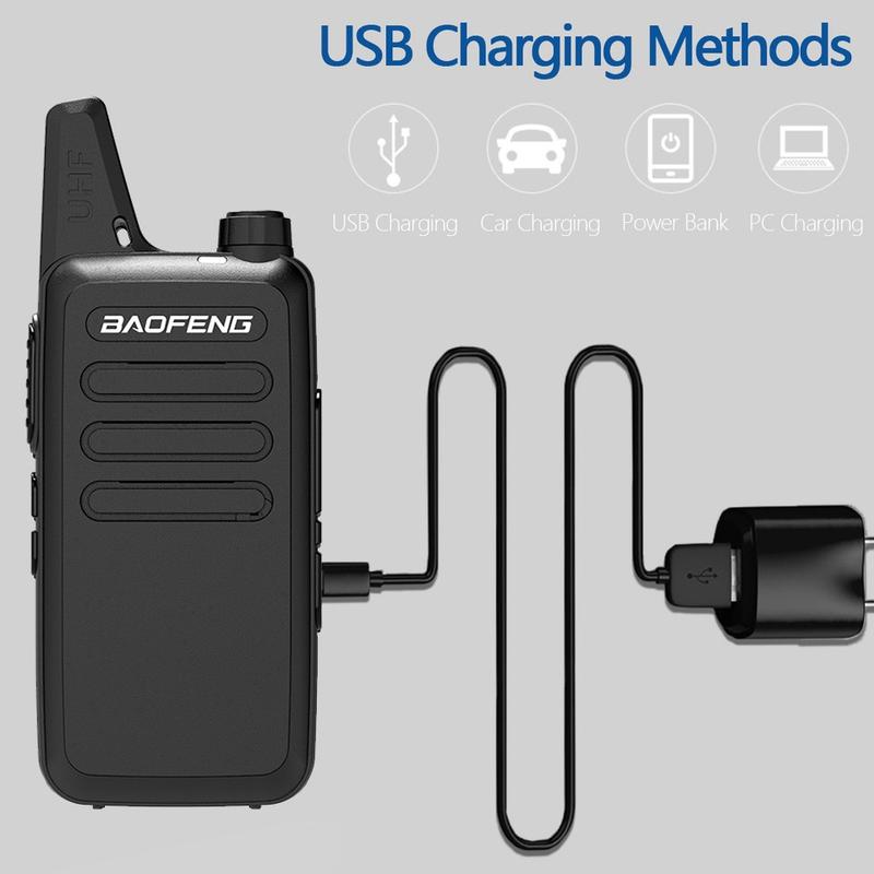 2PCS BAOFENG T20 Long Range Mini Walkie Talkie Type-C Charging Rechargeable Lightweight 16CH UHF 400-470MHz Upgrade 888s with Earphone Handheld Two Way Radio for Adults Outdoor Sports Hunting Hiking Office Birthday Gift Rechargeable Walkie Talkies
