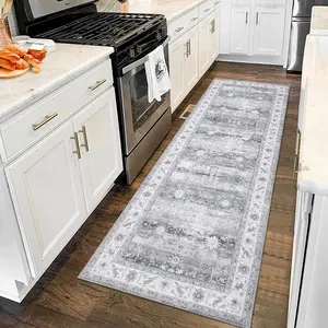 Washable Area Rug Low Pile Ultra Soft Area Rug Boho Non Slip Indoor Floor Rug with Rubber Backing Area Rug for Bedroom Living Room Home Decor
