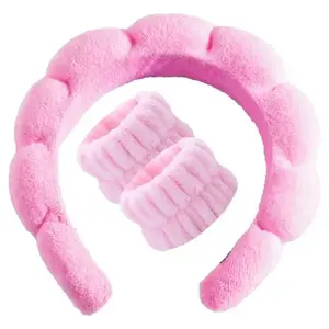 Hair Band & Wristband Set, 3 Counts/set Soft Spa Headband for Washing Face, Makeup, Skincare, and Hair Styling, Bathroom Accessory