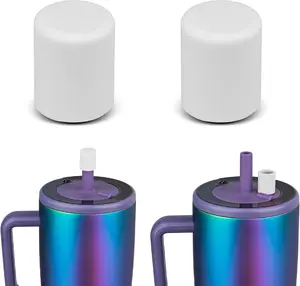2 Pack  Straw Caps Compatible with BruMate All Era and Resa Tumblers,  Straw Caps Toppers Compatible with Brumate Accessories, Straw Covers Protectors  (Light Gray)