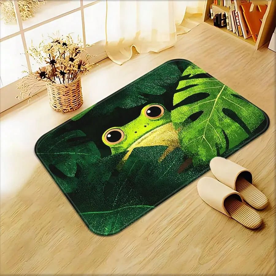 1pc Frog Non-Slip Absorbent Rug Suitable For /Outdoor Use - Cute Frog Soft Polyester Floor Mat Suitable For Entrance, Bathroom, Room, Camping & Picnic - Washable Frog-Themed Rug