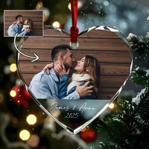 Personalized Heart Photo Ornament, Custom Picture Acrylic Crystal Keepsake, Romantic Anniversary Gift for Couples, Custom couple gift, Personalized anniversary keepsake,