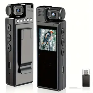camcorder 	 Compact Body Camera - Full HD 1080P, 180 Degree Rotating Lens, Night Vision, 6 Hours Battery Life, Supports Audio And Video Recording, Very Suitable for Outdoor Sports, Meetings, Travel Motion Portable Mini