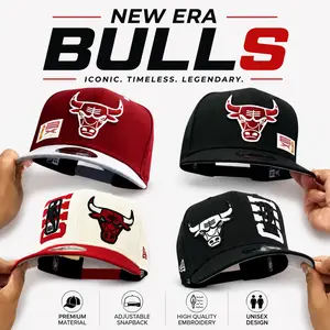 Chicago Bulls NBA Streetwear Cap – 59FIFTY Fitted Flat Brim Hat, Premium Embroidered Basketball Logo, Casual Urban Hip Hop Fashion Accessories For Men Women