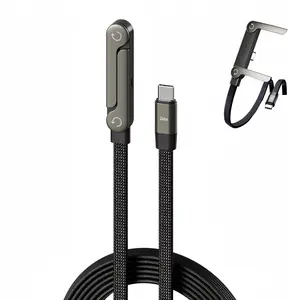 2-in-1 Invisible Stand Charging Cable - Adjustable Multi-Angle USB-C Charger Cord (4.9 FT) with 240W Fast Charging for Smartphones, Tablets, Laptops, and Gaming Devices