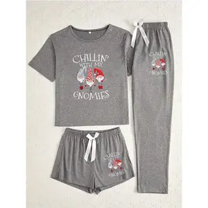 Women’s Christmas pajama set, fitted nightwear with medium-weight fabric, casual sleepwear for all seasons, festive holiday wear