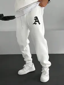 Men's Letter Print Sweatpants, Casual Regular Fit Jogger Pants for Outdoor Hiking, Men's Trousers for Daily Wear, Casual Athletic Joggers