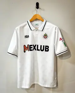 Mexico-Inspired White Soccer Polo Jersey, Men’s Short Sleeve Retro Football Fan Shirt