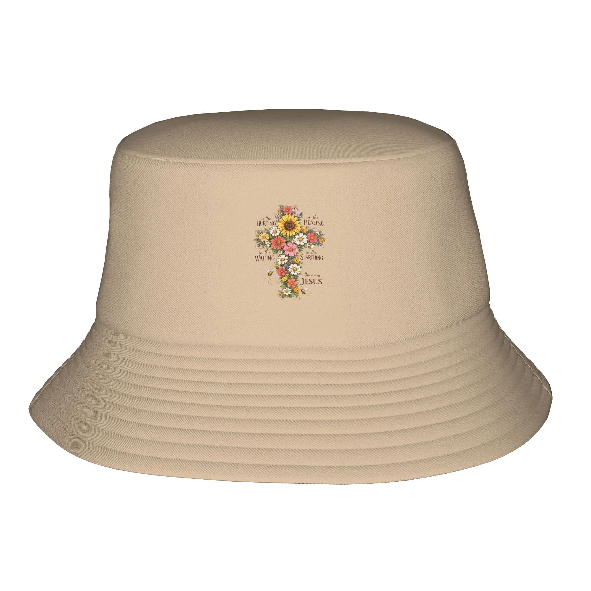 Christian Floral Cross Bucket Hat for Adults - Foldable Pack, Lightweight Jesus Faith Sun Protection Hat, Packable Casual Fisherman Cap for Women
