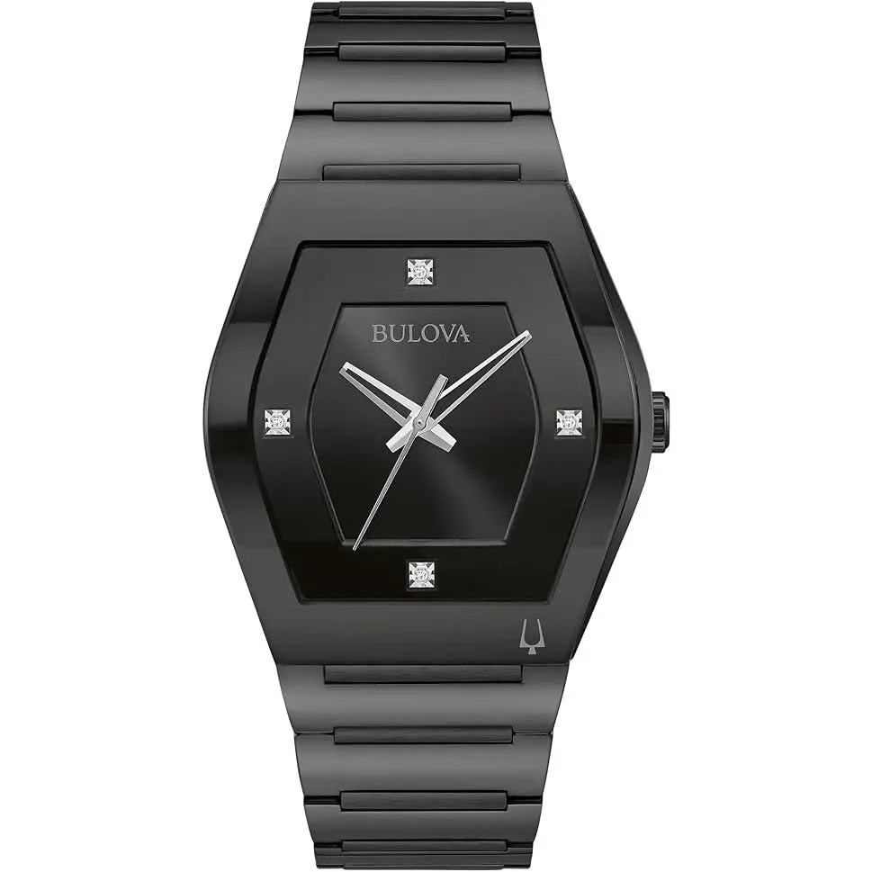 Bulova Gemini Diamond Stainless Steel Mens Watch 98D177, 40Mm Watch, 3-Hand Display, Tonneau Shape, Polished Finish