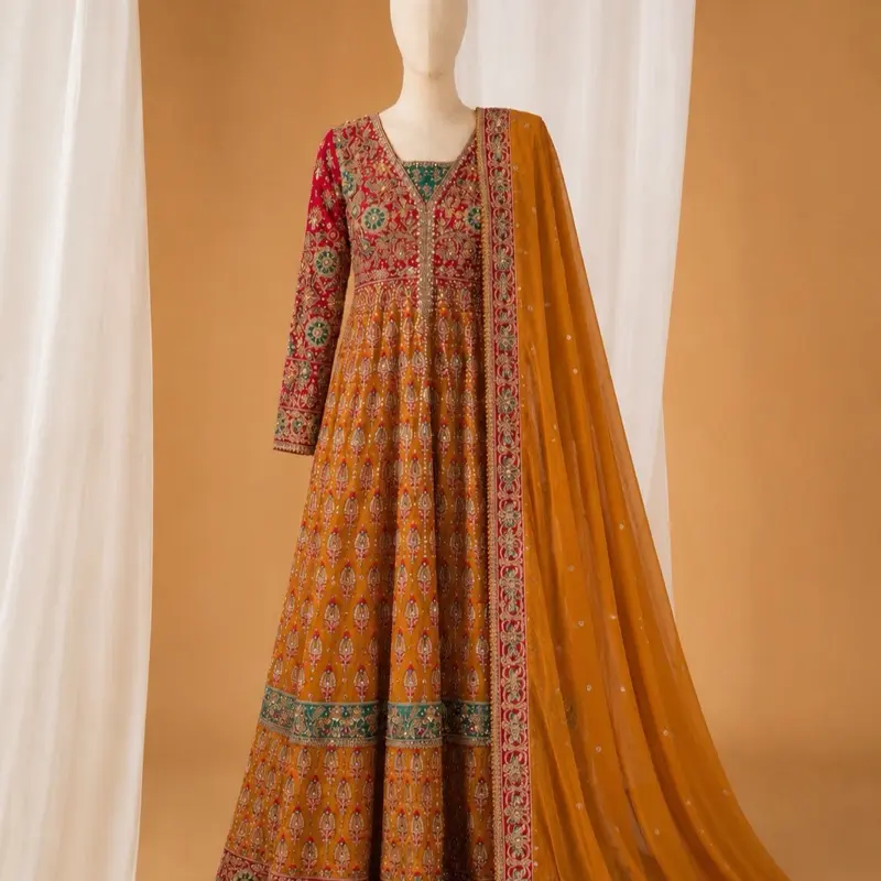 Long Modest Gown for Wedding Birthday Elegant Turquoise Embroidered Anarkali Suit with Matching Dupatta