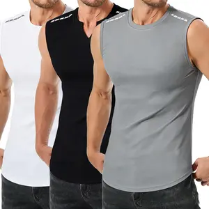 3-Pack Men's Athletic Compression Shirts Sleeveless Fitness Tank Tops Athletic Baseball Running Basketball