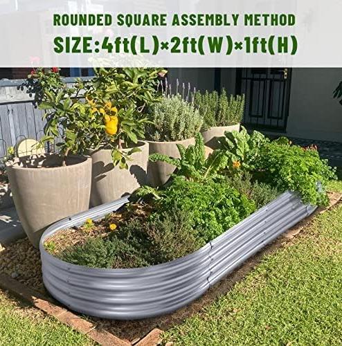 ennva 2-piece set of galvanized raised garden beds, galvanized oval large metal raised garden boxes, suitable for outdoor vegetable growing