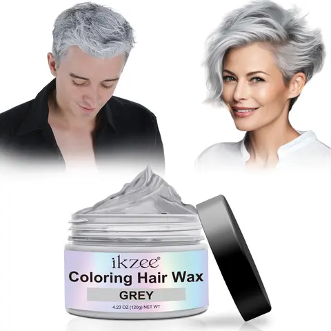 IKZEE 120g Chemical-Free, Bleach-Free Temporary Hair Coloring Wax with CI 77019 - Dye for Fine Curly Grey, Normal, Color-Chemically Treated Hair, Cosplay
