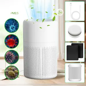 USB Powered 20dB Quiet HEPA Air Purifier – Efficient Air Filter Eliminator for Home, Bedroom, Office & Desktop Use