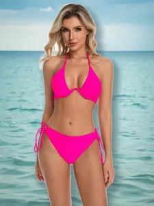 New Sexy Fashion Bikini Set for Women, Two-Piece Steel Cup Bra and Tie-String Bottoms, Slim-Fitting Swimwear for All Seasons