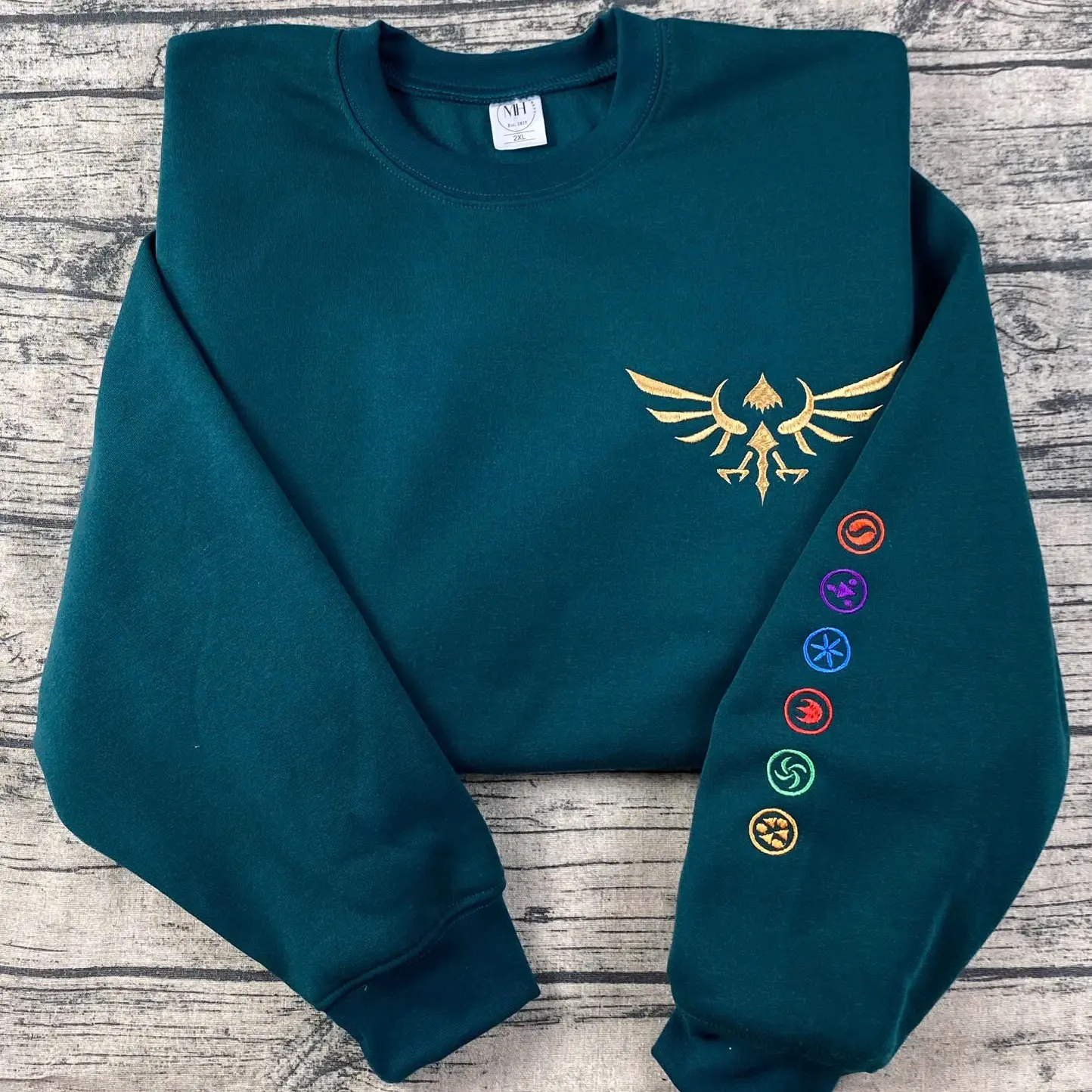 Embroidered Zel..da Korok Crewneck Sweatshirt , Handmade Cozy Gamer Gift, Breath of the Wi.ld, Tears of the King..dom