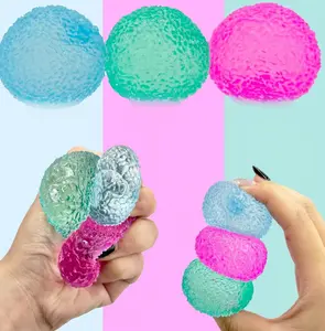 3PC Texture Ball Malt Sugar Squeeze Toy, Soft Stress Relief Squishies for Adults & Kids, Grape Crystal Mochi Kawaii Design, Fun Prank Party Joke Gift, Summervibes Leisure Decompression Toy