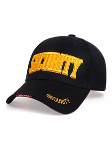 Unisex Security Embroidered Baseball Cap, Adjustable Snapback Hat, Outdoor Sun Protection Hat, Casual Fitted Woven Cap for Spring & Fall Travel