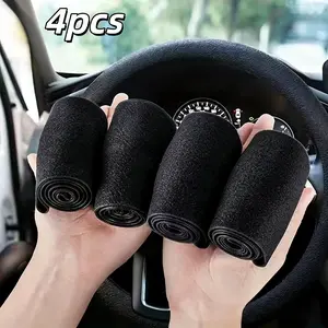 4pcs Car Steering Wheel Cover, Non-Slip Silicone Material, black and gray Color Choices, Universal Auto Parts Steering Wheel Cover, Suitable for Most Cars