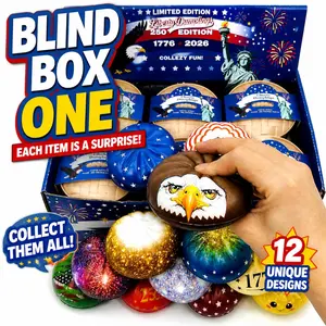 American Independence Day Special Edition Dumpling Squishies, Glitter Dumpling Mystery Box, Colorful Dumplings Stress Balls Fidget Sensory Toy, Stocking Stuffers with Food Steamer Stretchy Desk Toys (Blind Box One)